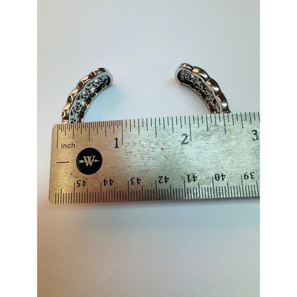 Vintage Sterling Silver 925 CZ Interlocking Circle Cuff Bangle Bracelet 39.5g - Picture 9 of 13
